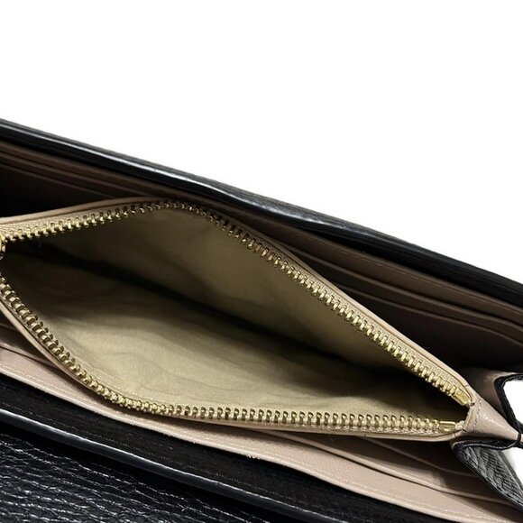 Auth Chloe Drew - Black Cream Leather Long Wallet - Picture 6 of 7